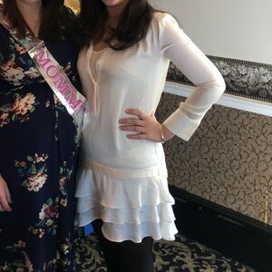 Banana Republic Cream Mini Dress with Ruffled Drop Waist